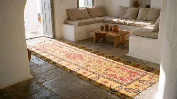 Antique caucasian karabagh brown 1875 hallway runner rug 7 Antique caucasian karabagh brown 1875 hallway runner rug (sku 20207) - room view