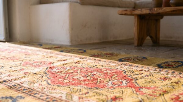 Antique caucasian karabagh brown 1875 hallway runner rug 8 Antique caucasian karabagh brown 1875 hallway runner rug (sku 20207) - in-room detail