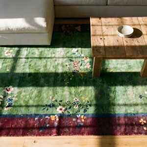 Antique Caucasian - Karabagh Chinese Knotted Rug (SKU 25691) - styled overhead view