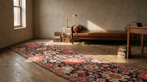 Antique caucasian karabagh hallway runner wool brown rug 7 Antique caucasian karabagh hallway runner wool brown rug (sku 18186) - room view