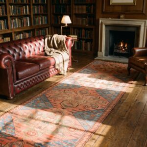 Antique Caucasian Karabagh Hallway Runner Wool Coral Rug (SKU 19581) - room view