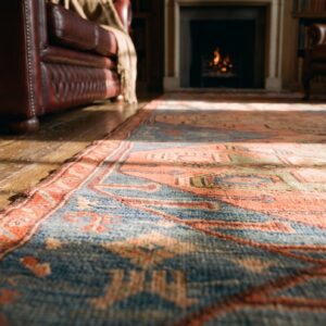 Antique Caucasian Karabagh Hallway Runner Wool Coral Rug (SKU 19581) - in-room detail