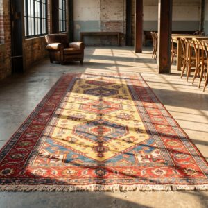 Antique Caucasian Karabagh Hallway Runner Wool Yellow Rug (SKU 21438) - room view