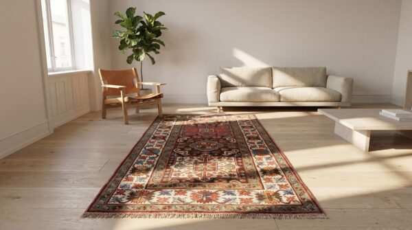 Antique caucasian kazak hallway runner rug - late 19th century tribal design 13 Antique caucasian kazak hallway runner rug - late 19th century tribal design (sku 19072) - room view