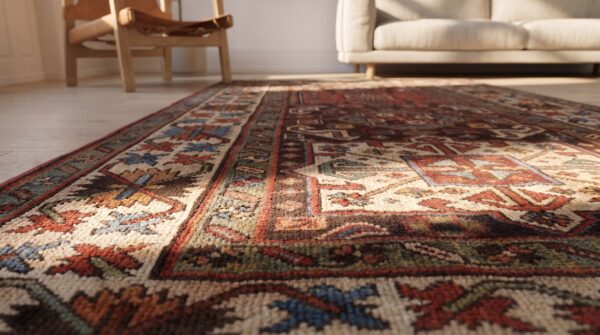 Antique caucasian kazak hallway runner rug - late 19th century tribal design 14 Antique caucasian kazak hallway runner rug - late 19th century tribal design (sku 19072) - in-room detail