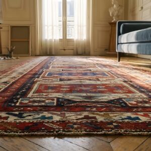 Antique Caucasian Kuba Geometric Hallway Runner Rug (SKU 24949) - in-room detail