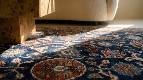 Antique caucasian kuba hallway runner wool blue rug 9 Antique caucasian kuba hallway runner wool blue rug (sku 25508) - in-room detail