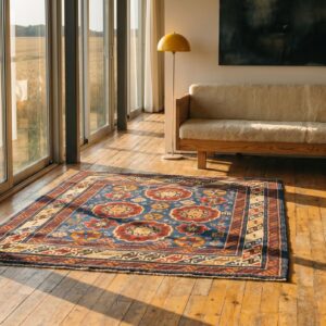 Antique Caucasian Kuba Knotted Square Rug (SKU 18858) - room view