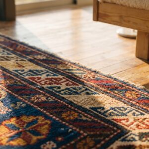 Antique Caucasian Kuba Knotted Square Rug (SKU 18858) - in-room detail