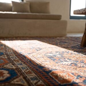 Antique Caucasian Late 19th Century Soumak Flat Weave Tribal Kilim Rug (SKU 24512) - in-room detail