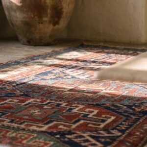 Antique Caucasian Moghan Rug, Hand-Knotted Wool (SKU 19747) - in-room detail