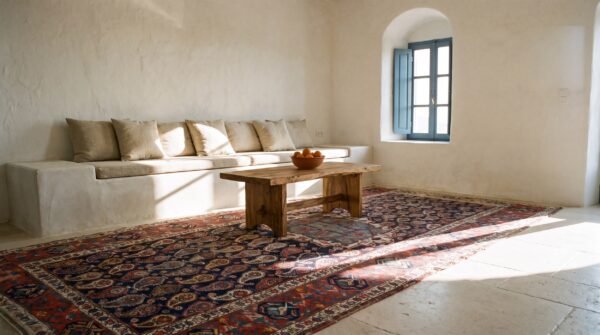 Antique caucasian - russia geometric knotted rug 10 Antique caucasian - russia geometric knotted rug (sku 24879) - room view