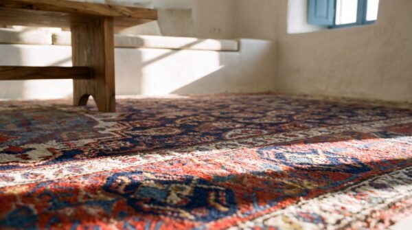 Antique caucasian - russia geometric knotted rug 11 Antique caucasian - russia geometric knotted rug (sku 24879) - in-room detail