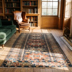 Antique Caucasian Shirvan Hallway Runner Wool Blue Rug (SKU 18451) - room view