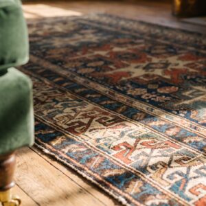 Antique Caucasian Shirvan Hallway Runner Wool Blue Rug (SKU 18451) - in-room detail