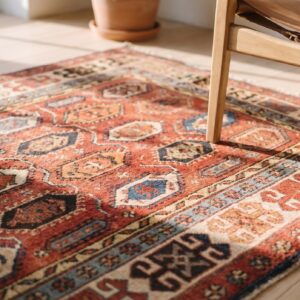 Antique Caucasian Shirvan Hallway Runner Wool Coral Rug (SKU 19704) - in-room detail
