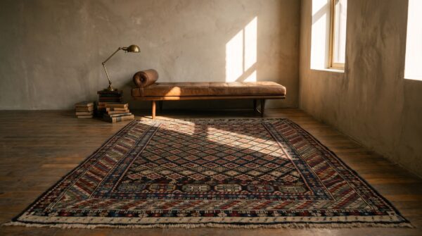 Antique caucasian - shirvan small scatter size wool black rug 7 Antique caucasian - shirvan small scatter size wool black rug (sku 21416) - room view