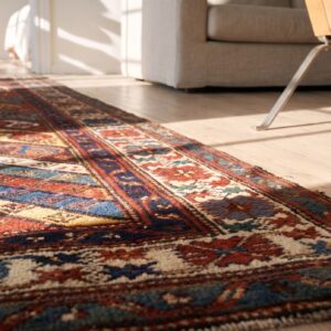 Antique Caucasian Shirvan Tribal Paisley Hallway Runner Rug (SKU 21541) - in-room detail