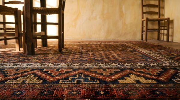 Antique caucasian sumak hallway runner wool rug 9 Antique caucasian sumak hallway runner wool rug (sku 22112) - in-room detail