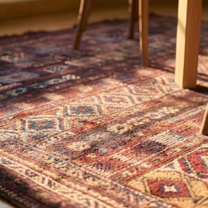 Antique Caucasian Tribal Geometric Flatwoven Verneh Kilim Rug - Coral (SKU 23522) - in-room detail