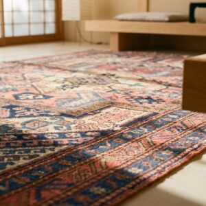 Antique Caucasian Tribal Yastic Design Wool Kazak Rug (SKU 18197) - in-room detail