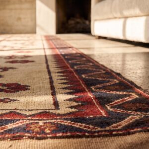 Antique Central Asian Tribal Yamoud Tent Band Hallway Runner Rug (SKU 20958) - in-room detail