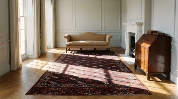 Antique central asian turkmen yamoud allover geometric knotted tribal rug 8 Antique central asian turkmen yamoud allover geometric knotted tribal rug (sku 23913) - room view