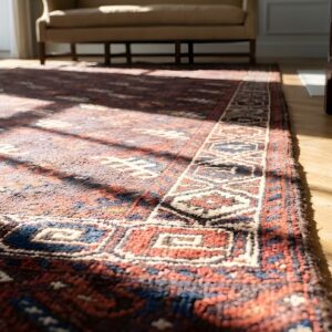 Antique Central Asian Turkmen Yamoud Allover Geometric Knotted Tribal Rug (SKU 23913) - in-room detail