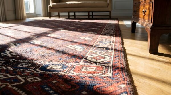 Antique central asian turkmen yamoud allover geometric knotted tribal rug 9 Antique central asian turkmen yamoud allover geometric knotted tribal rug (sku 23913) - in-room detail