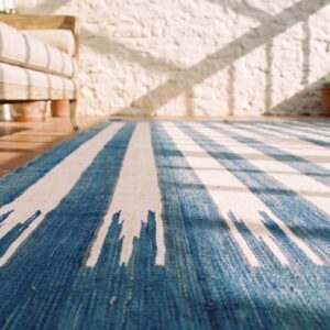 Charming Antique Dhurrie Striped Rug from India (SKU 21058) - in-room detail
