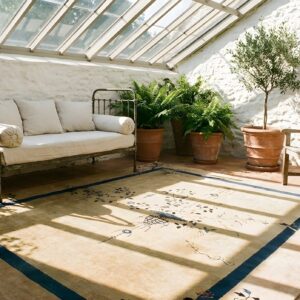 Chinese 1920s Antique Knotted - Art Deco Rectangle Ivory Room Size Wool Rug (SKU 25428) - room view