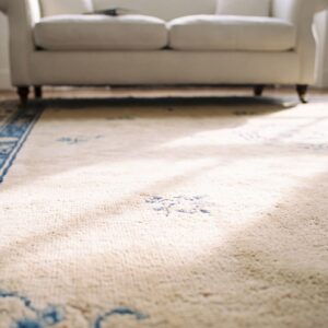 Chinese Wool 1920s Antique Ivory Room Size Knotted Rectangle - Peking Rug (SKU 23288) - in-room detail