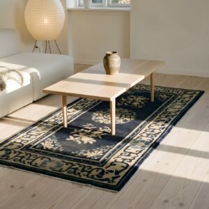 Chinese Wool 1920s Rectangle Small Scatter Size Knotted - Peking Antique Blue Rug (SKU 23547) - room view