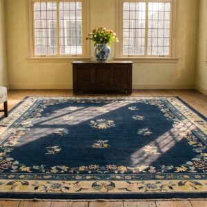 Antique Chinese Allover Floral Blue 1920s Rug (SKU 25113) - room view