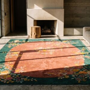 Wool Knotted Antique Chinese - Art Deco 1920s Coral Room Size Rectangle Rug (SKU 22146) - room view