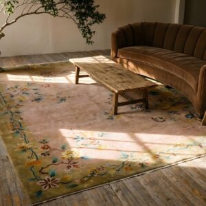 Chinese - Art Deco 1920s Rectangle Wool Coral Room Size Antique Knotted Rug (SKU 25806) - room view