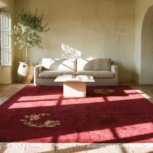 Antique Chinese - Art Deco Wool 1920s Room Size Red Knotted Rectangle Rug (SKU 22268) - room view