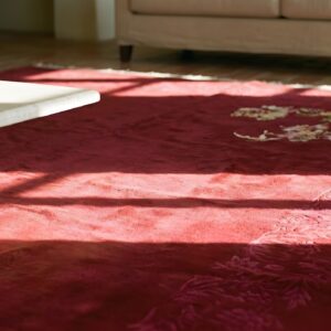 Antique Chinese - Art Deco Wool 1920s Room Size Red Knotted Rectangle Rug (SKU 22268) - in-room detail