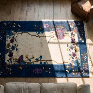 Antique Chinese - Art Deco Rug (SKU 23223) - styled overhead view