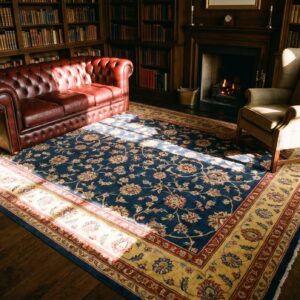 Antique Chinese - Art Deco Chinese Allover Floral Blue 1920s Rug (SKU 24888) - room view