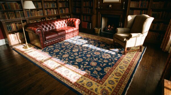 Antique chinese - art deco chinese allover floral blue 1920s rug 7 Antique chinese - art deco chinese allover floral blue 1920s rug (sku 24888) - room view