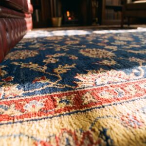 Antique Chinese - Art Deco Chinese Allover Floral Blue 1920s Rug (SKU 24888) - in-room detail