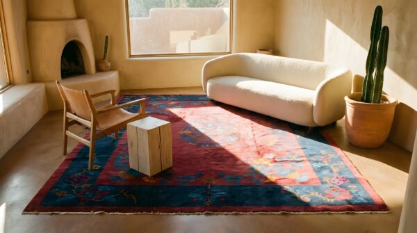 Antique chinese art deco allover floral purple 1920s rug 7 Antique chinese art deco allover floral purple 1920s rug (sku 24932) - room view