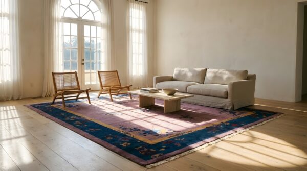 Antique chinese - art deco chinese allover floral purple 1920s rug 7 Antique chinese - art deco chinese allover floral purple 1920s rug (sku 25201) - room view