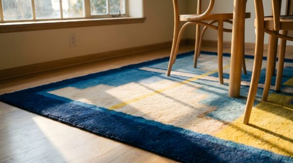 Antique chinese - art deco chinese allover geometric knotted rug 9 Antique chinese - art deco chinese allover geometric knotted rug (sku 25196) - in-room detail