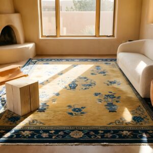 Antique Chinese - Art Deco Large Room Size Wool Yellow Rug (SKU 23474) - room view