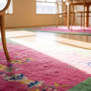 Antique Chinese - Art Deco Medium Wool Coral Rug (SKU 25058) - in-room detail