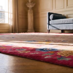 Antique Chinese - Art Deco Medium Wool Ivory Rug (SKU 25106) - in-room detail