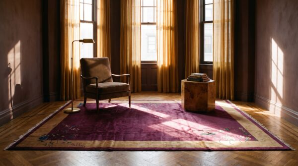 Antique chinese - art deco medium wool purple rug 10 Antique chinese - art deco medium wool purple rug (sku 25122) - room view