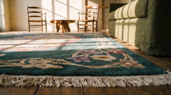 Antique chinese art deco / art nouveau room size wool rug (sku 19573) - in-room detail